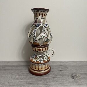 SECULO XV11‎ Hand Painted In Portugal Oil Lamp Shaped candle Holder